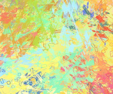 Soyut arka plan sanatı. 2D çizim. Etkileyici yağlı boya resim. Tuvalde fırça darbeleri. Modern sanat. Çok renkli arkaplan. Çağdaş sanat. İfade. Sanatsal dijital palet.