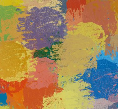 Soyut arka plan sanatı. 2D çizim. Etkileyici yağlı boya resim. Tuvalde fırça darbeleri. Modern sanat. Çok renkli arkaplan. Çağdaş sanat. İfade. Sanatsal dijital palet.