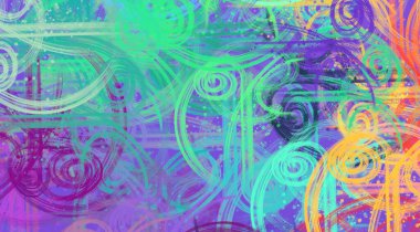 Soyut arka plan sanatı. 2D çizim. Etkileyici yağlı boya resim. Tuvalde fırça darbeleri. Modern sanat. Çok renkli arkaplan. Çağdaş sanat. İfade. Sanatsal dijital palet.