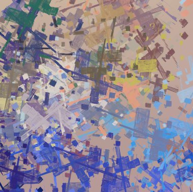 Soyut arka plan sanatı. 2D çizim. Etkileyici yağlı boya resim. Tuvalde fırça darbeleri. Modern sanat. Çok renkli arkaplan. Çağdaş sanat. İfade. Sanatsal dijital palet.