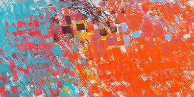 Soyut arka plan sanatı. 2D çizim. Etkileyici yağlı boya resim. Tuvalde fırça darbeleri. Modern sanat. Çok renkli arkaplan. Çağdaş sanat. İfade. Sanatsal dijital palet.