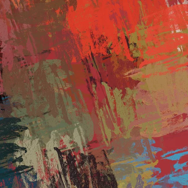 Soyut arka plan sanatı. 2D çizim. Etkileyici yağlı boya resim. Tuvalde fırça darbeleri. Modern sanat. Çok renkli arkaplan. Çağdaş sanat. İfade. Sanatsal dijital palet.