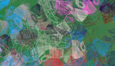 Soyut arka plan sanatı. 2D çizim. Etkileyici yağlı boya resim. Tuvalde fırça darbeleri. Modern sanat. Çok renkli arkaplan. Çağdaş sanat. İfade. Sanatsal dijital palet.