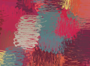 Soyut arka plan sanatı. 2D çizim. Etkileyici yağlı boya resim. Tuvalde fırça darbeleri. Modern sanat. Çok renkli arkaplan. Çağdaş sanat. İfade. Sanatsal dijital palet.