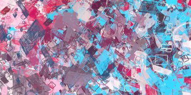 Soyut arka plan sanatı. 2D çizim. Etkileyici yağlı boya resim. Tuvalde fırça darbeleri. Modern sanat. Çok renkli arkaplan. Çağdaş sanat. İfade. Sanatsal dijital palet.