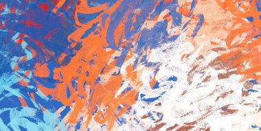 Soyut arka plan sanatı. 2D çizim. Etkileyici yağlı boya resim. Tuvalde fırça darbeleri. Modern sanat. Çok renkli arkaplan. Çağdaş sanat. İfade. Sanatsal dijital palet.