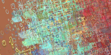 Soyut arka plan sanatı. 2D çizim. Etkileyici yağlı boya resim. Tuvalde fırça darbeleri. Modern sanat. Çok renkli arkaplan. Çağdaş sanat. İfade. Sanatsal dijital palet.