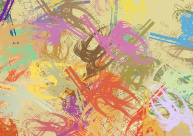 Soyut arka plan sanatı. 2D çizim. Etkileyici yağlı boya resim. Tuvalde fırça darbeleri. Modern sanat. Çok renkli arkaplan. Çağdaş sanat. İfade. Sanatsal dijital palet.