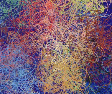 Soyut arka plan sanatı. 2D çizim. Etkileyici yağlı boya resim. Tuvalde fırça darbeleri. Modern sanat. Çok renkli arkaplan. Çağdaş sanat. İfade. Sanatsal dijital palet.