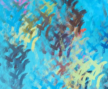 Soyut arka plan sanatı. 2D çizim. Etkileyici yağlı boya resim. Tuvalde fırça darbeleri. Modern sanat. Çok renkli arkaplan. Çağdaş sanat. İfade. Sanatsal dijital palet.