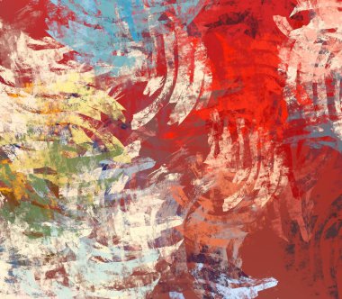 Soyut arka plan sanatı. 2D çizim. Etkileyici yağlı boya resim. Tuvalde fırça darbeleri. Modern sanat. Çok renkli arkaplan. Çağdaş sanat. İfade. Sanatsal dijital palet.