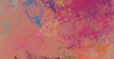 Soyut arka plan sanatı. 2D çizim. Etkileyici yağlı boya resim. Tuvalde fırça darbeleri. Modern sanat. Çok renkli arkaplan. Çağdaş sanat. İfade. Sanatsal dijital palet.