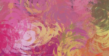 Soyut arka plan sanatı. 2D çizim. Etkileyici yağlı boya resim. Tuvalde fırça darbeleri. Modern sanat. Çok renkli arkaplan. Çağdaş sanat. İfade. Sanatsal dijital palet.