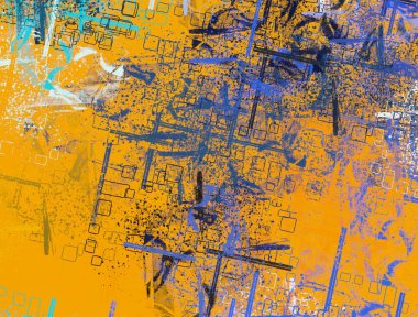 Soyut arka plan sanatı. 2D çizim. Etkileyici yağlı boya resim. Tuvalde fırça darbeleri. Modern sanat. Çok renkli arkaplan. Çağdaş sanat. İfade. Sanatsal dijital palet.