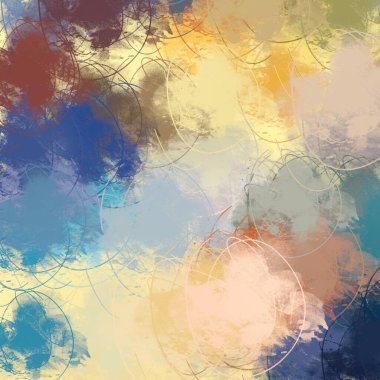 Soyut arka plan sanatı. 2D çizim. Etkileyici yağlı boya resim. Tuvalde fırça darbeleri. Modern sanat. Çok renkli arkaplan. Çağdaş sanat. İfade. Sanatsal dijital palet.