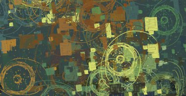 Soyut arka plan sanatı. 2D çizim. Etkileyici yağlı boya resim. Tuvalde fırça darbeleri. Modern sanat. Çok renkli arkaplan. Çağdaş sanat. İfade. Sanatsal dijital palet.