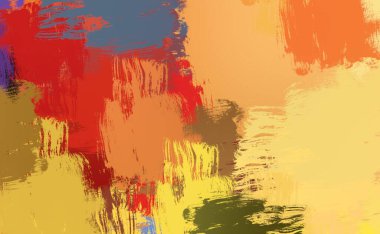 Soyut arka plan sanatı. 2D çizim. Etkileyici yağlı boya resim. Tuvalde fırça darbeleri. Modern sanat. Çok renkli arkaplan. Çağdaş sanat. İfade. Sanatsal dijital palet.