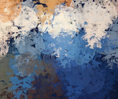 Soyut arka plan sanatı. 2D çizim. Etkileyici yağlı boya resim. Tuvalde fırça darbeleri. Modern sanat. Çok renkli arkaplan. Çağdaş sanat. İfade. Sanatsal dijital palet.