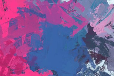 Soyut arka plan sanatı. 2D çizim. Etkileyici yağlı boya resim. Tuvalde fırça darbeleri. Modern sanat. Çok renkli arkaplan. Çağdaş sanat. İfade. Sanatsal dijital palet.