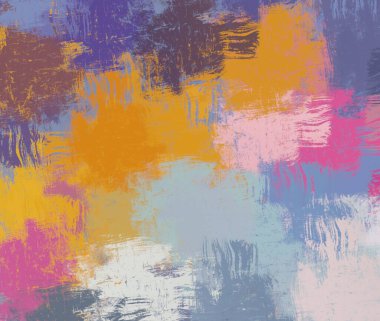 Soyut arka plan sanatı. 2D çizim. Etkileyici yağlı boya resim. Tuvalde fırça darbeleri. Modern sanat. Çok renkli arkaplan. Çağdaş sanat. İfade. Sanatsal dijital palet.