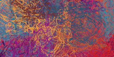 Soyut arka plan sanatı. 2D çizim. Etkileyici yağlı boya resim. Tuvalde fırça darbeleri. Modern sanat. Çok renkli arkaplan. Çağdaş sanat. İfade. Sanatsal dijital palet.