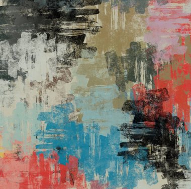 Soyut arka plan sanatı. 2D çizim. Etkileyici yağlı boya resim. Tuvalde fırça darbeleri. Modern sanat. Çok renkli arkaplan. Çağdaş sanat. İfade. Sanatsal dijital palet.