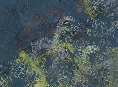 Soyut arka plan sanatı. 2D çizim. Etkileyici yağlı boya resim. Tuvalde fırça darbeleri. Modern sanat. Çok renkli arkaplan. Çağdaş sanat. İfade. Sanatsal dijital palet.