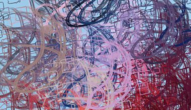 Soyut arka plan sanatı. 2D çizim. Etkileyici yağlı boya resim. Tuvalde fırça darbeleri. Modern sanat. Çok renkli arkaplan. Çağdaş sanat. İfade. Sanatsal dijital palet.