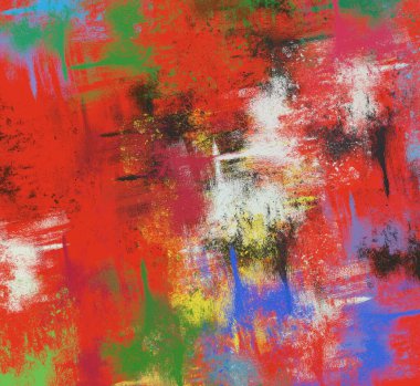 Soyut arka plan sanatı. 2D çizim. Etkileyici yağlı boya resim. Tuvalde fırça darbeleri. Modern sanat. Çok renkli arkaplan. Çağdaş sanat. İfade. Sanatsal dijital palet.