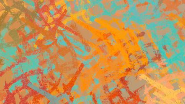 Soyut arka plan sanatı. 2D çizim. Etkileyici yağlı boya resim. Tuvalde fırça darbeleri. Modern sanat. Çok renkli arkaplan. Çağdaş sanat. İfade. Sanatsal dijital palet.