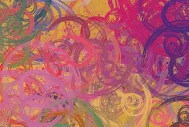 Soyut arka plan sanatı. 2D çizim. Etkileyici yağlı boya resim. Tuvalde fırça darbeleri. Modern sanat. Çok renkli arkaplan. Çağdaş sanat. İfade. Sanatsal dijital palet.