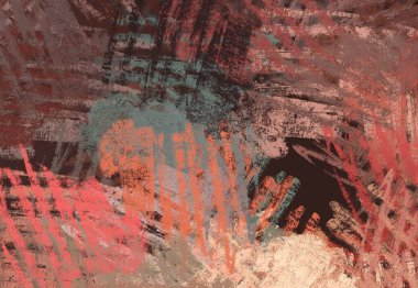 Soyut arka plan sanatı. 2D çizim. Etkileyici yağlı boya resim. Tuvalde fırça darbeleri. Modern sanat. Çok renkli arkaplan. Çağdaş sanat. İfade. Sanatsal dijital palet.