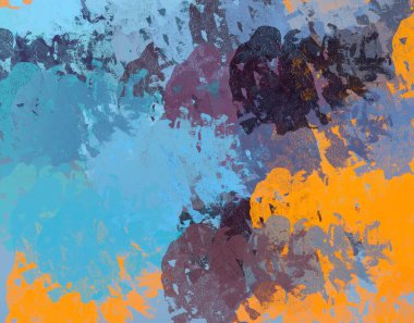 Soyut arka plan sanatı. 2D çizim. Etkileyici yağlı boya resim. Tuvalde fırça darbeleri. Modern sanat. Çok renkli arkaplan. Çağdaş sanat. İfade. Sanatsal dijital palet.