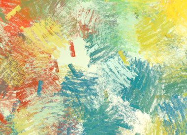 Soyut arka plan sanatı. 2D çizim. Etkileyici yağlı boya resim. Tuvalde fırça darbeleri. Modern sanat. Çok renkli arkaplan. Çağdaş sanat. İfade. Sanatsal dijital palet.