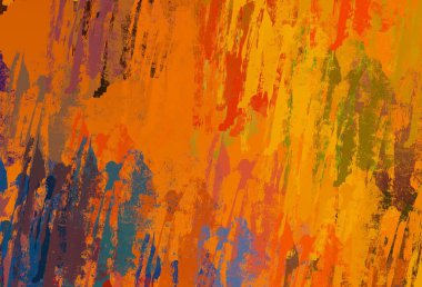 Soyut arka plan sanatı. 2D çizim. Etkileyici yağlı boya resim. Tuvalde fırça darbeleri. Modern sanat. Çok renkli arkaplan. Çağdaş sanat. İfade. Sanatsal dijital palet.