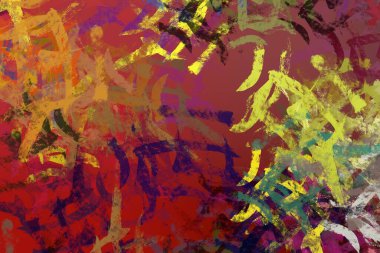Soyut arka plan sanatı. 2D çizim. Etkileyici yağlı boya resim. Tuvalde fırça darbeleri. Modern sanat. Çok renkli arkaplan. Çağdaş sanat. İfade. Sanatsal dijital palet.