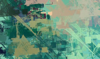 Soyut arka plan sanatı. 2D çizim. Etkileyici yağlı boya resim. Tuvalde fırça darbeleri. Modern sanat. Çok renkli arkaplan. Çağdaş sanat. İfade. Sanatsal dijital palet.