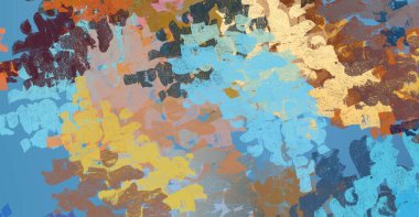 Soyut arka plan sanatı. 2D çizim. Etkileyici yağlı boya resim. Tuvalde fırça darbeleri. Modern sanat. Çok renkli arkaplan. Çağdaş sanat. İfade. Sanatsal dijital palet.