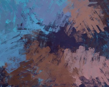 Soyut arka plan sanatı. 2D çizim. Etkileyici yağlı boya resim. Tuvalde fırça darbeleri. Modern sanat. Çok renkli arkaplan. Çağdaş sanat. İfade. Sanatsal dijital palet.