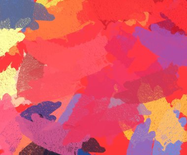 Soyut arka plan sanatı. 2D çizim. Etkileyici yağlı boya resim. Tuvalde fırça darbeleri. Modern sanat. Çok renkli arkaplan. Çağdaş sanat. İfade. Sanatsal dijital palet.