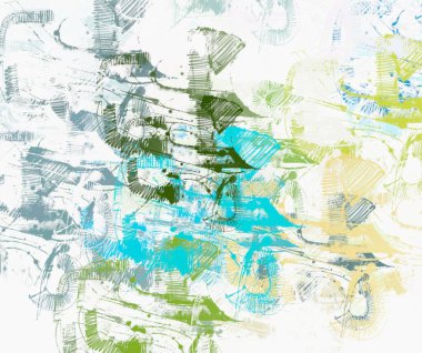 Soyut arka plan sanatı. 2D çizim. Etkileyici yağlı boya resim. Tuvalde fırça darbeleri. Modern sanat. Çok renkli arkaplan. Çağdaş sanat. İfade. Sanatsal dijital palet.