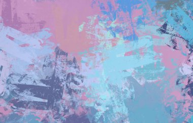 Soyut arka plan sanatı. 2D çizim. Etkileyici yağlı boya resim. Tuvalde fırça darbeleri. Modern sanat. Çok renkli arkaplan. Çağdaş sanat. İfade. Sanatsal dijital palet.