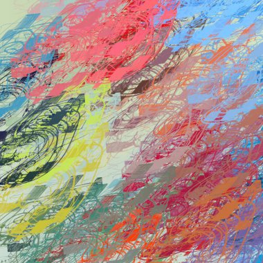 Soyut arka plan sanatı. 2D çizim. Etkileyici yağlı boya resim. Tuvalde fırça darbeleri. Modern sanat. Çok renkli arkaplan. Çağdaş sanat. İfade. Sanatsal dijital palet.