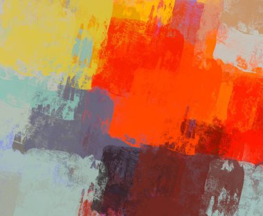 Soyut arka plan sanatı. 2D çizim. Etkileyici yağlı boya resim. Tuvalde fırça darbeleri. Modern sanat. Çok renkli arkaplan. Çağdaş sanat. İfade. Sanatsal dijital palet.