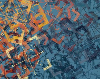 Soyut arka plan sanatı. 2D çizim. Etkileyici yağlı boya resim. Tuvalde fırça darbeleri. Modern sanat. Çok renkli arkaplan. Çağdaş sanat. İfade. Sanatsal dijital palet.