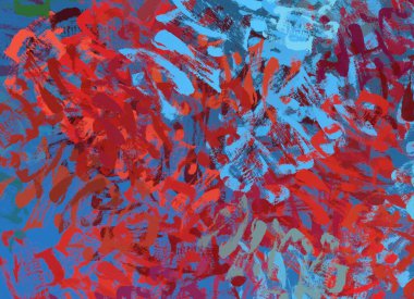 Soyut arka plan sanatı. 2D çizim. Etkileyici yağlı boya resim. Tuvalde fırça darbeleri. Modern sanat. Çok renkli arkaplan. Çağdaş sanat. İfade. Sanatsal dijital palet.