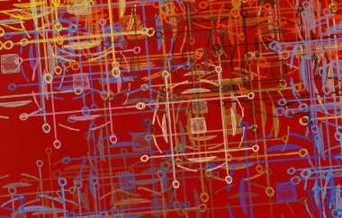 Soyut arka plan sanatı. 2D çizim. Etkileyici yağlı boya resim. Tuvalde fırça darbeleri. Modern sanat. Çok renkli arkaplan. Çağdaş sanat. İfade. Sanatsal dijital palet.