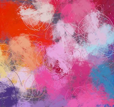 Soyut arka plan sanatı. 2D çizim. Etkileyici yağlı boya resim. Tuvalde fırça darbeleri. Modern sanat. Çok renkli arkaplan. Çağdaş sanat. İfade. Sanatsal dijital palet.