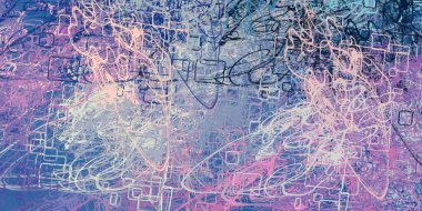 Soyut arka plan sanatı. 2D çizim. Etkileyici yağlı boya resim. Tuvalde fırça darbeleri. Modern sanat. Çok renkli arkaplan. Çağdaş sanat. İfade. Sanatsal dijital palet.