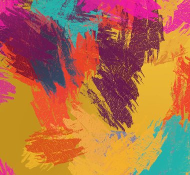 Soyut arka plan sanatı. 2D çizim. Etkileyici yağlı boya resim. Tuvalde fırça darbeleri. Modern sanat. Çok renkli arkaplan. Çağdaş sanat. İfade. Sanatsal dijital palet.